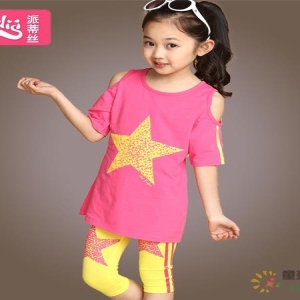 派蒂丝童装女童无袖上衣短裤蕾丝装供应