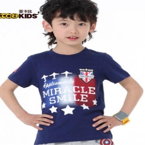 外贸童装厂批发M010韩版女童蝴碟结牛仔裤套装短袖大红休闲套装